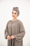 Yaka Büzgülü Elbise - Taş