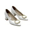 Beyaz 6 Cm Gold Tokalı Rahat Stiletto