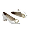 Beyaz 6 Cm Gold Tokalı Rahat Stiletto