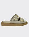 Hakiki Deri Çift Bantlı Yumuşaçık Tabanlı Terlik