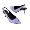 Kuş Gözü Tasarımlı Arkası Açık 8 Cm Rahat Topuklu Stiletto
