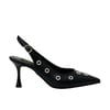 Kuş Gözü Tasarımlı Arkası Açık 8 Cm Rahat Topuklu Stiletto