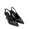 Kuş Gözü Tasarımlı Arkası Açık 8 Cm Rahat Topuklu Stiletto