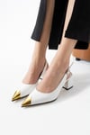 Metal Burun Detaylı 6 Cm Rahat Topuklu Stiletto