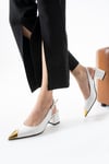 Metal Burun Detaylı 6 Cm Rahat Topuklu Stiletto