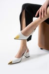 Metal Burun Detaylı 6 Cm Rahat Topuklu Stiletto
