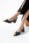 Metal Burun Detaylı 6 Cm Rahat Topuklu Stiletto