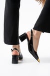 Metal Burun Detaylı 6 Cm Rahat Topuklu Stiletto