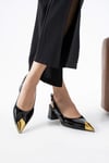 Metal Burun Detaylı 6 Cm Rahat Topuklu Stiletto