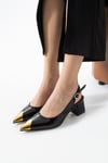 Metal Burun Detaylı 6 Cm Rahat Topuklu Stiletto