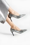 Özel Dokulu Tasarım 8 Cm Rahat Topuklu Stiletto