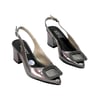 Platin Gümüş Tokalı 6 Cm Rahat Topuklu Stiletto