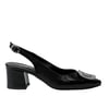 Siyah Gümüş Tokalı 6 Cm Rahat Topuklu Stiletto
