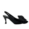 Siyah Tekstil Fiyonk Tasarımlı 8 Cm Topuklu Rahat Stiletto