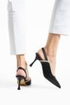 Taş Detaylı Saten Rahat Stiletto