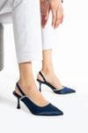 Taş Detaylı Saten Rahat Stiletto