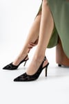 Transparan Leopar 10 Cm Rahat Topuklu Stiletto