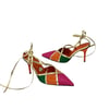 Turuncu Multi Taş İşlemeli  9 Cm Rahat Topuklu Stiletto