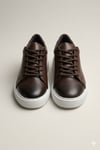 Kahverengi Beyaz Tabanlı Deri Bağcıklı Erkek Sneaker HT2137-KHV-BYZ