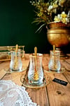 6 Kişilik Gold Yaldızlı Kesme Çay Seti