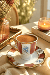 SILVANA ÇİÇEK DESENLİ 3 MODEL 6 KİŞİLİK PORSELEN KAHVE FİNCANI