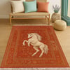 At Figürlü Vintage Kırmızı Desenli Halı Etnik Kilim Dokuma Taban Halı 327 YNGMarkaev