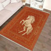 At Figürlü Vintage Kırmızı Desenli Halı Etnik Kilim Dokuma Taban Halı 327 YNGMarkaev