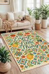 Enjoy The Little Things Akdeniz Temalı Baskılı Dokuma Taban Halı 284 YNGMarkaev