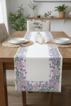 Flora Lila Pamuklu Masa Runner 0058– 50x150 cmMarkaev