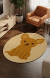 Hardal Köpek Desenli Oval Dokuma Taban Halı 436 YNGMarkaev