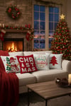 Yılbaşı Christmas Temalı 4'lü Kırlent Kılıfı 1042Markaev