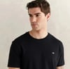GANT Erkek Siyah Bisiklet Yaka Regular Fit Logolu T-Shirt