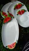watermelon oval ayaklı sunum tabağı