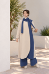 Atkılı Ferace Krem Lacivert