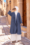 Henna Keten Kimono İndigo Mavi