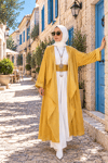 Kök Boya Yıkama Kimono Sarı