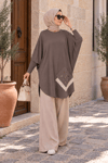 Yarasa Kol Patchwork Tunik Koyu Vizon