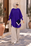 Yarasa Kol Patchwork Tunik Mor