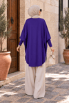 Yarasa Kol Patchwork Tunik Mor