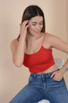 Askılı Crop Body - Kırmızı