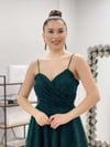 Askılı Dantel Simli Elbise - ZÜMRÜT YEŞİL
