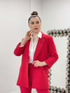 Atlas Kumaş Yarım Kol Ceket - KIRMIZI