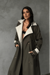 Bondit Kumaş Maxi Boy Trençkot - HAKİ YEŞİLİ