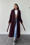 Cep Detaylı Kaşe Kaban - BORDO