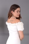 Çiçekli Elbise - Beyaz