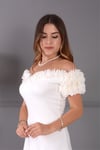 Çiçekli Elbise - Beyaz
