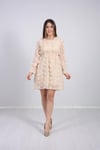 Çiçekli Mini Elbise - Bej