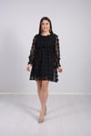 Çiçekli Mini Elbise - Siyah