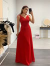 Crep Kumaş Askı Detaylı Maxi Elbise - Kırmızı