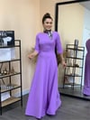 Crep Kumaş Fakir Kol Elbise - Lila